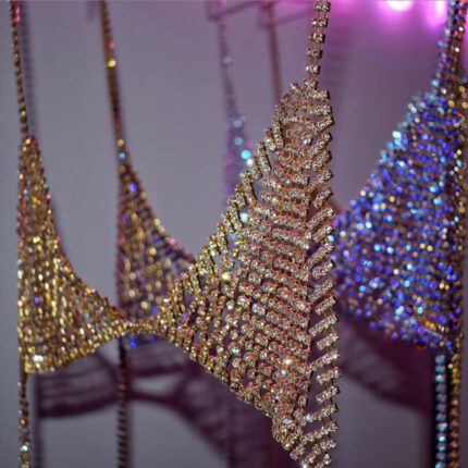 Collana da sera alla moda, bikini da discoteca, catene per il corpo con strass