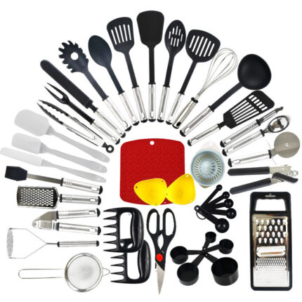 Set di 44 utensili da cucina in nylon antiaderenti con spatola e cucchiaio