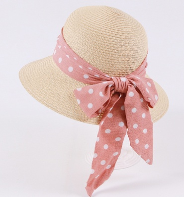 Nuovo cappello di paglia per bambini con fiocco e nastro per il tempo libero