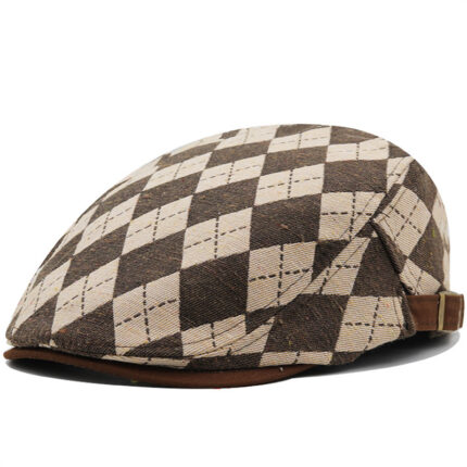 Cappello da pittore casual britannico a tesa corta con motivo a quadri retrò