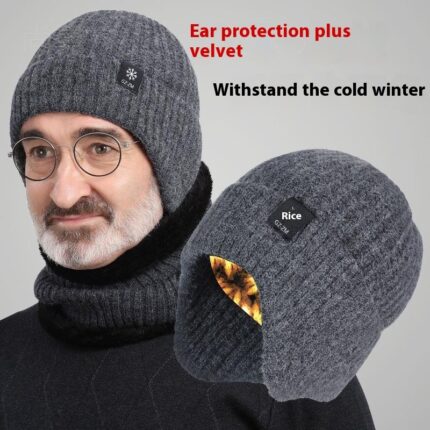 Cappelli per persone di mezza età e anziani, cappello invernale caldo da uomo in lana con protezione per le orecchie