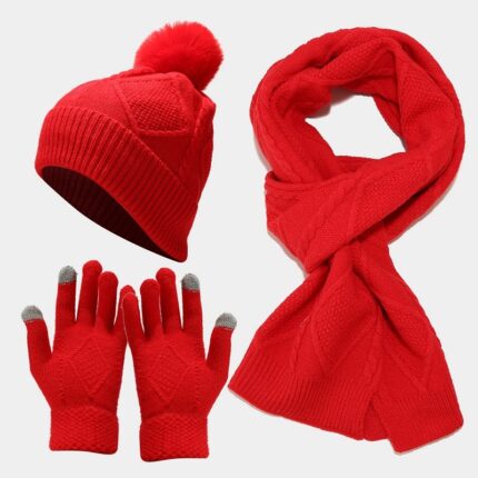 Set di tre pezzi composto da cappelli, sciarpe e guanti per l'autunno e l'inverno